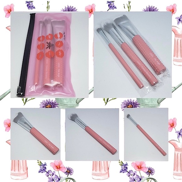 Laruce Beauty 3 piece pink contour brush set with limited edition pouch NEW - Picture 11 of 11